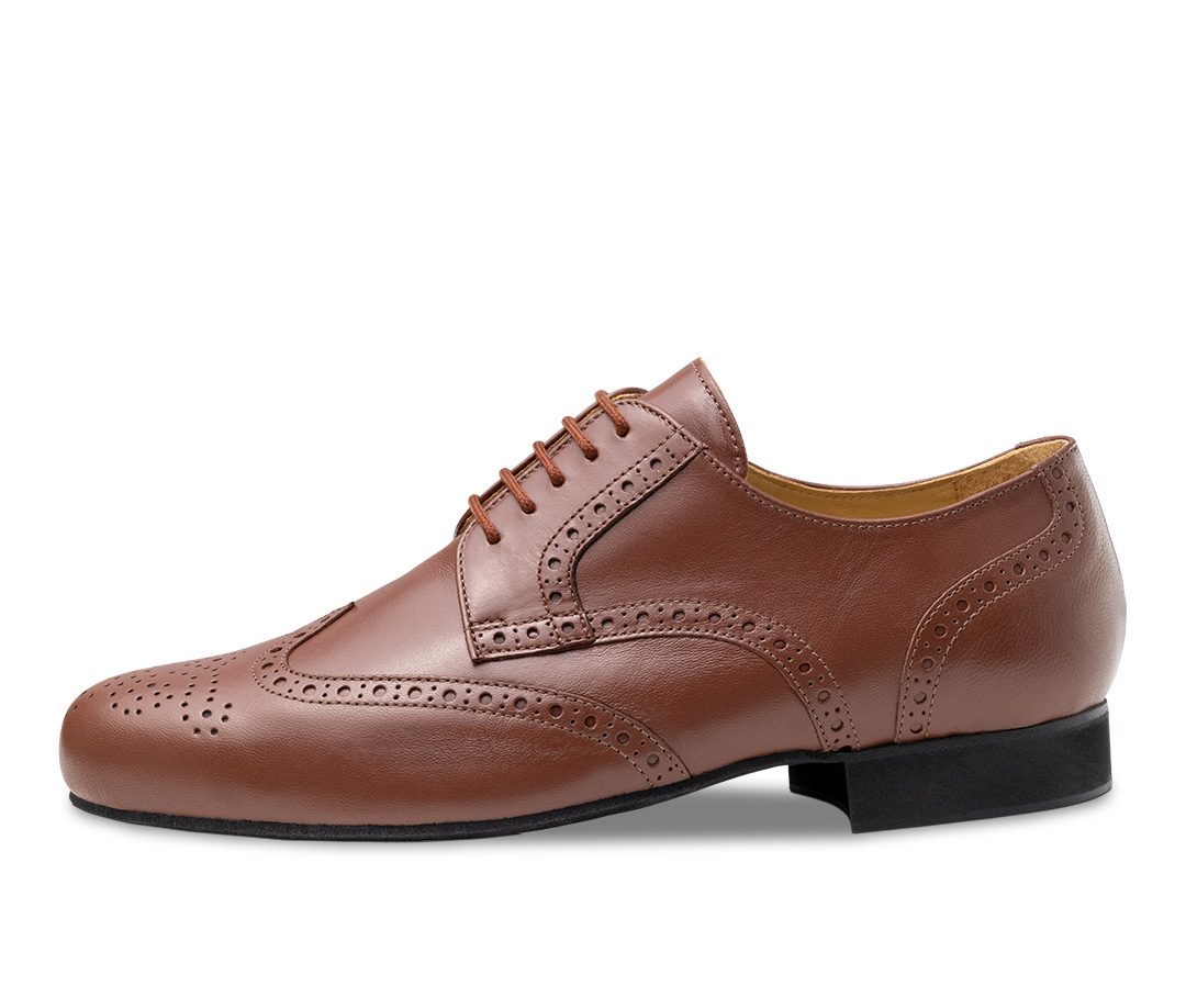 Bormio - extra large Chaussures de danse pour homme en cuir nappa couleur cognac avec motif perforé Brouge de Werner Kern