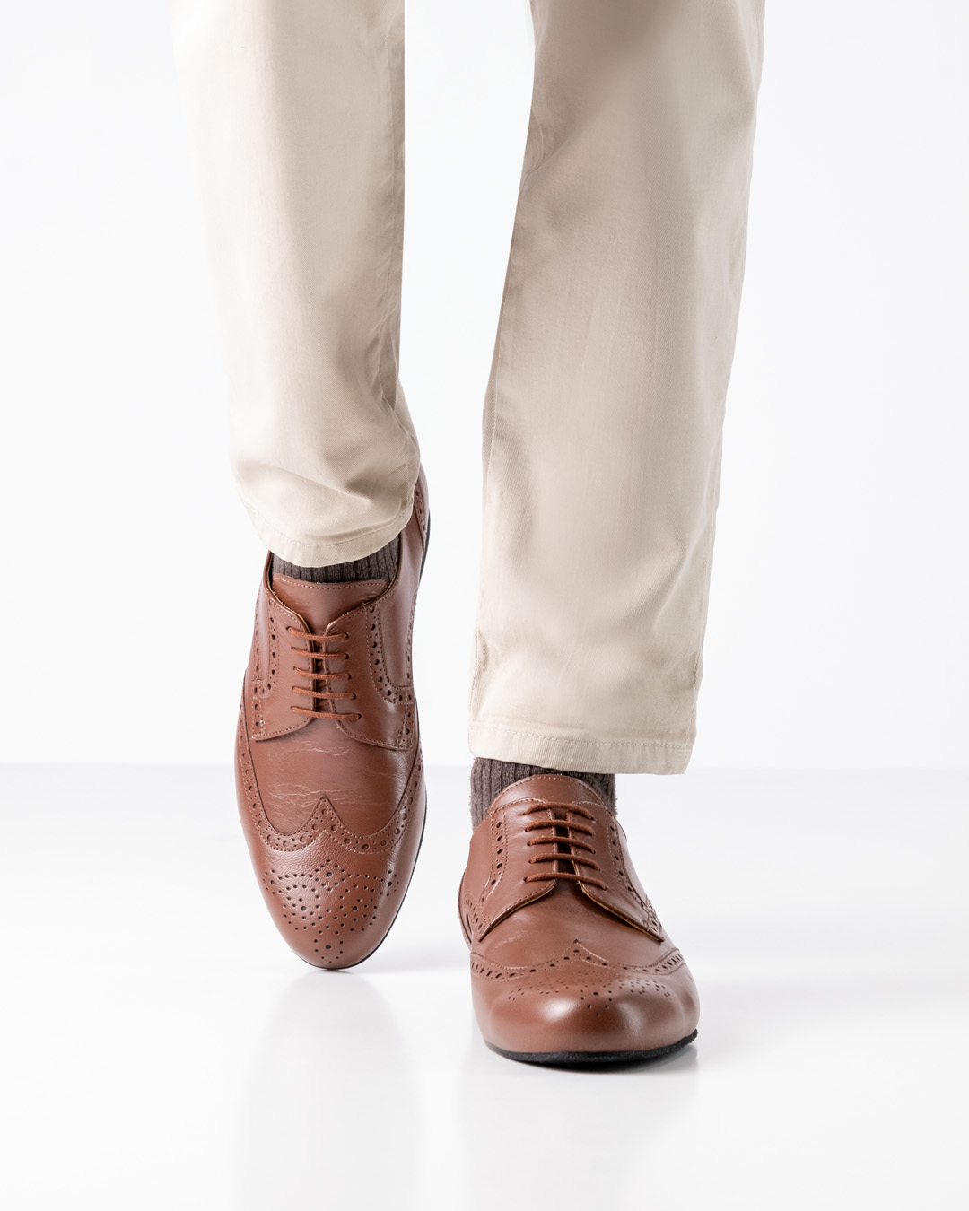 Chaussures de danse en cuir pour hommes, en cuir nappa couleur cognac, de Werner Kern