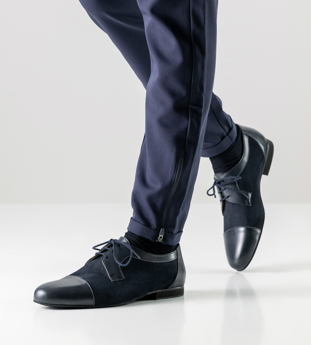 Chaussures de danse pour hommes bleues de Werner Kern avec micro talon de 1,5 cm de haut