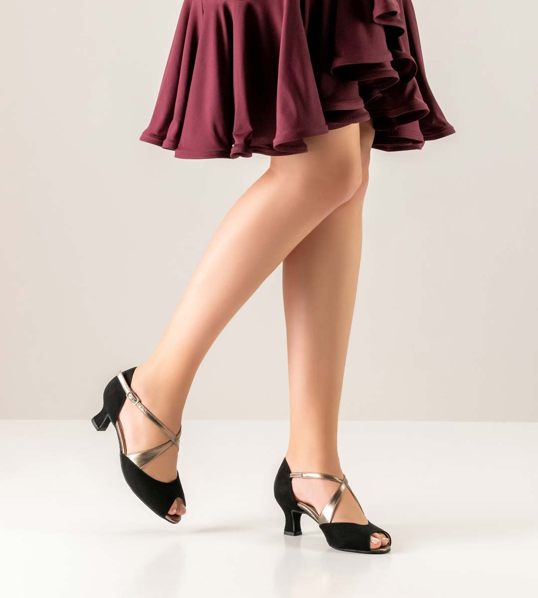 Gaby Chaussures de danse ouvertes pour femmes de Werner Kern en vieil argent et noir