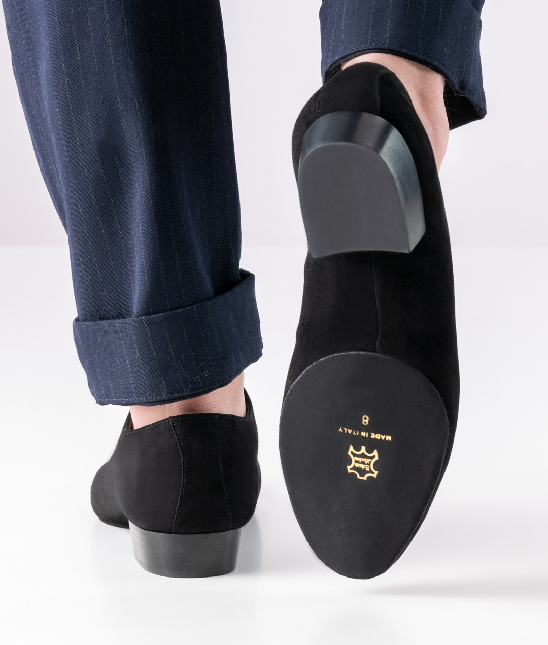 Chaussure de danse pour homme super flexible en daim noir souple