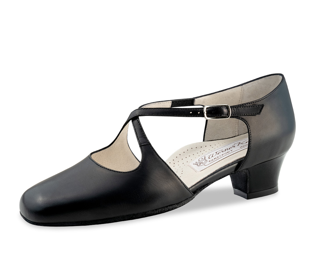 Chaussures de danse fermées Werner Kern pour femmes en cuir nappa noir avec talon de 3,5 cm