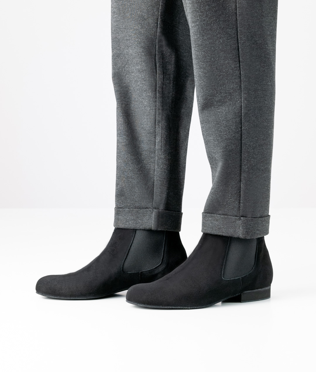 Chaussures de danse décontractées pour hommes en cuir velours noir avec semelle de chaussure de danse