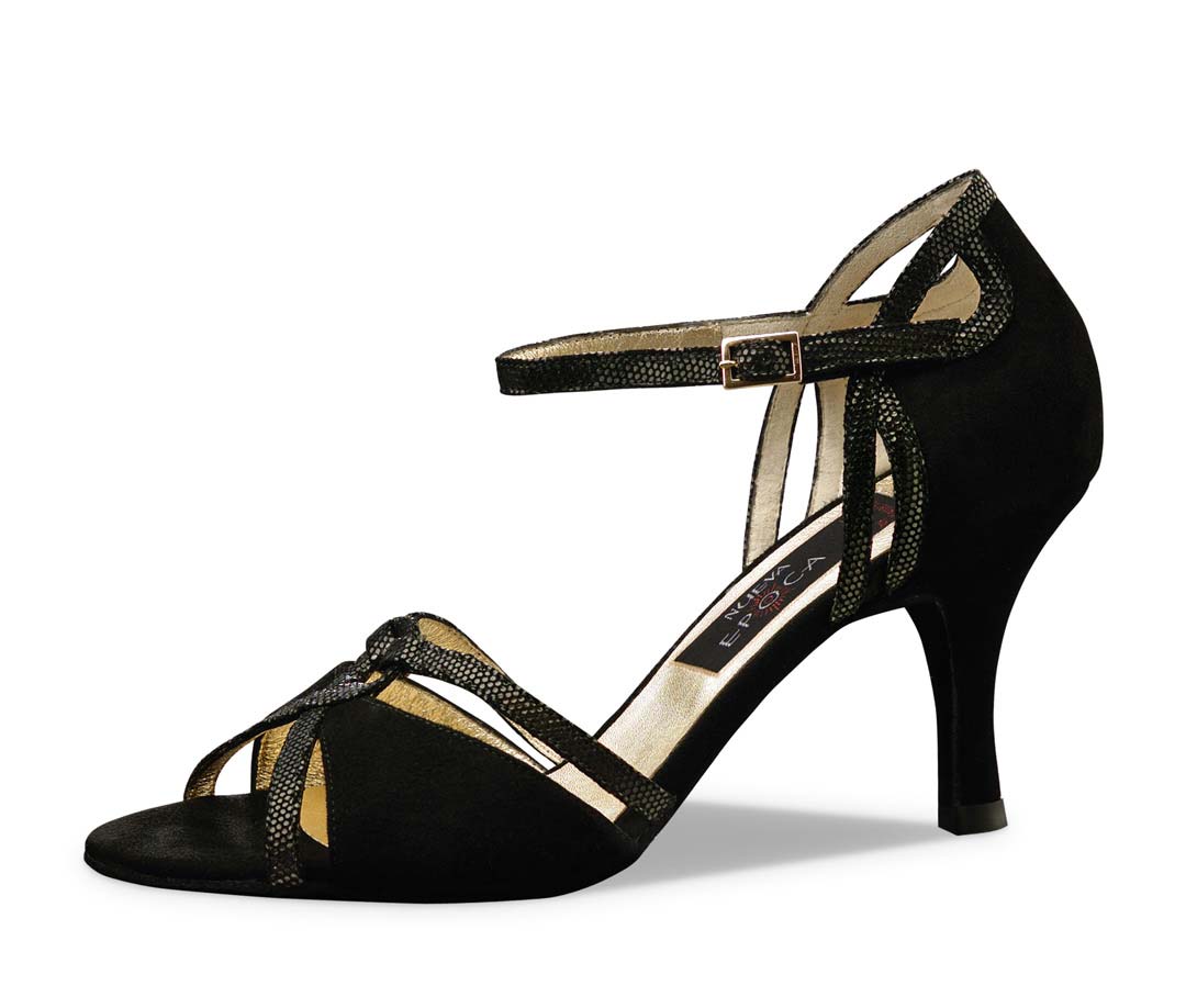 Chaussure de danse pour femmes Open Nueva Epoca Tango en daim noir