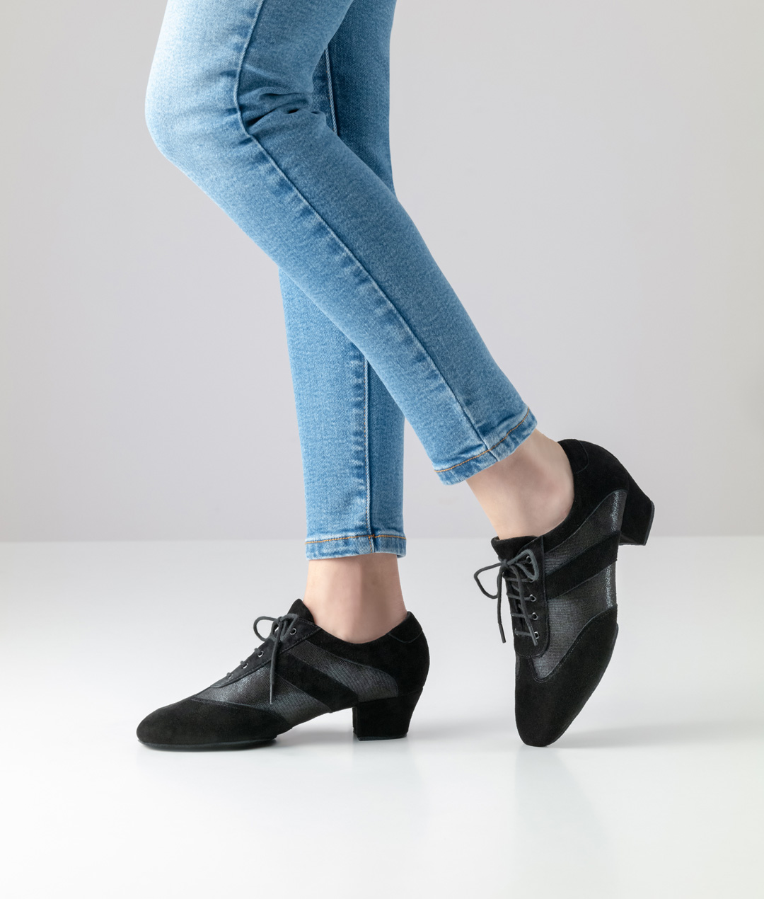 Baskets De Danse Anna Kern 150 Bold - Noir/gris - Semelle Divisée En Polyuréthane - Talon 1 Cm