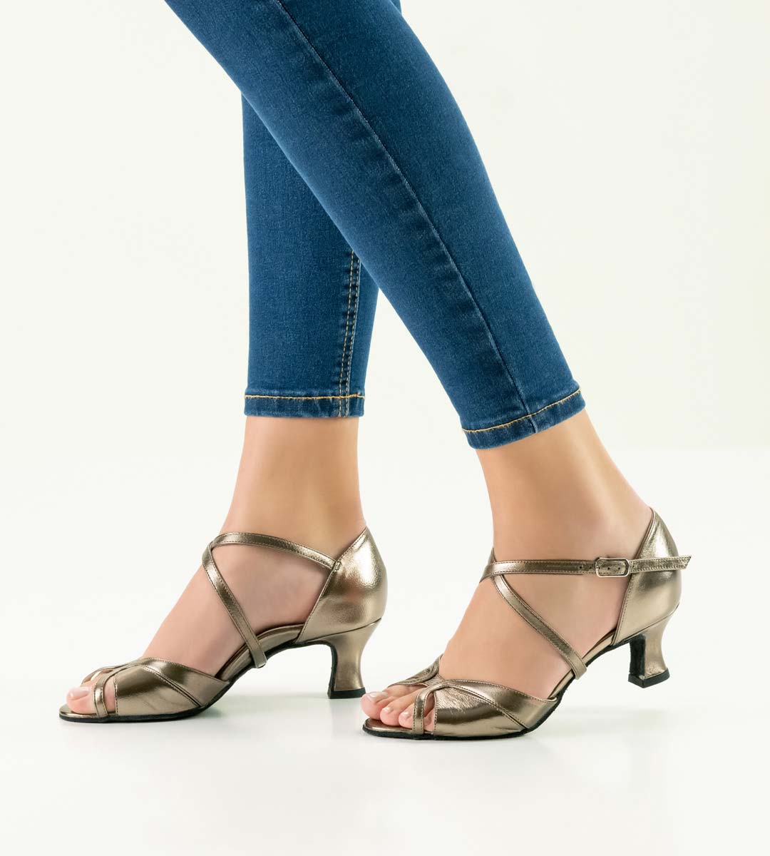 Chaussures de danse ouvertes pour dames de Werner Kern en vieil argent