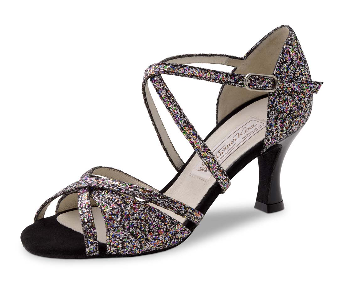 July chaussure de danse ouverte pour femme de Werner Kern en brocart argenté