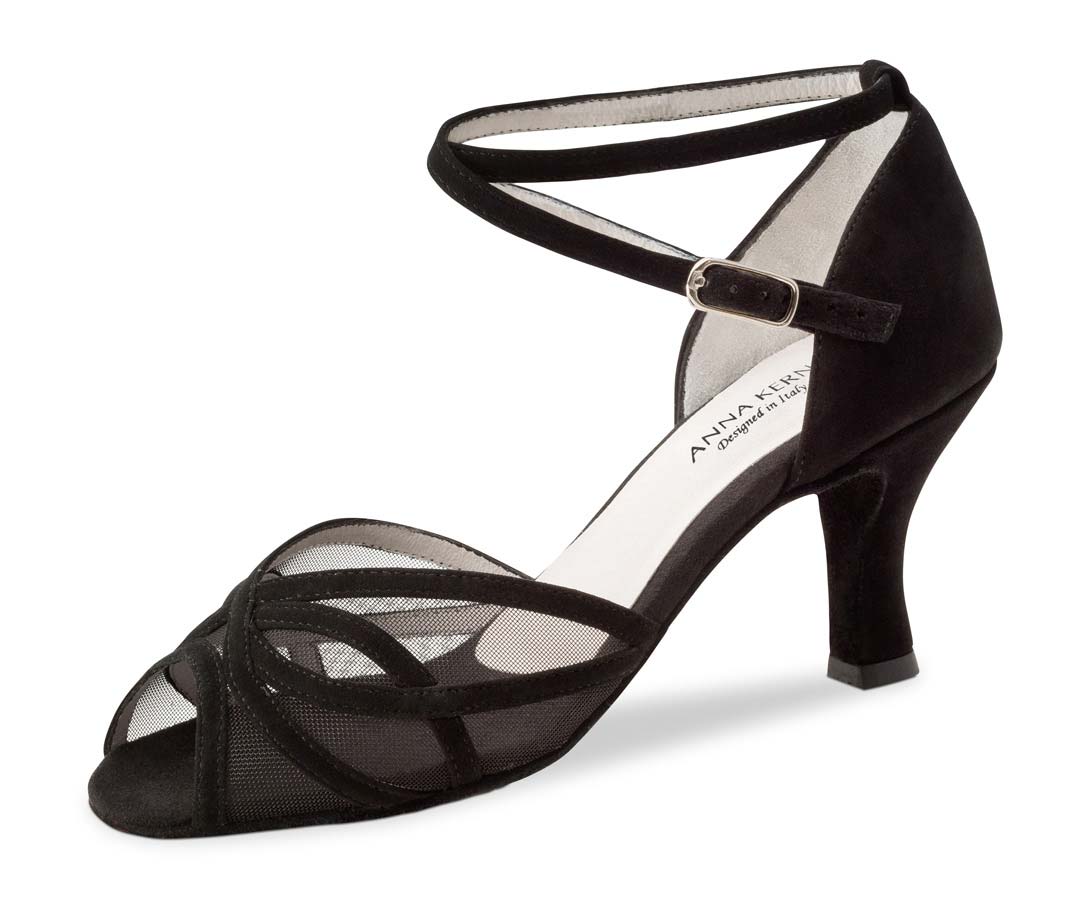 Chaussure de danse latine noire pour femmes Anna Kern avec bride à la cheville. 