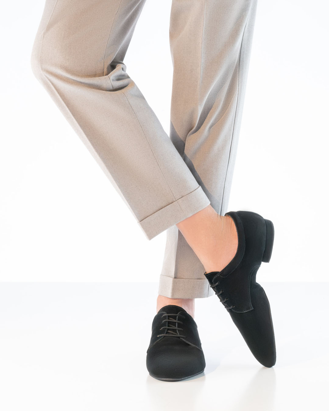 Chaussures de danse pour homme à semelle fendue, en cuir velours noir, de la marque Werner Kern
