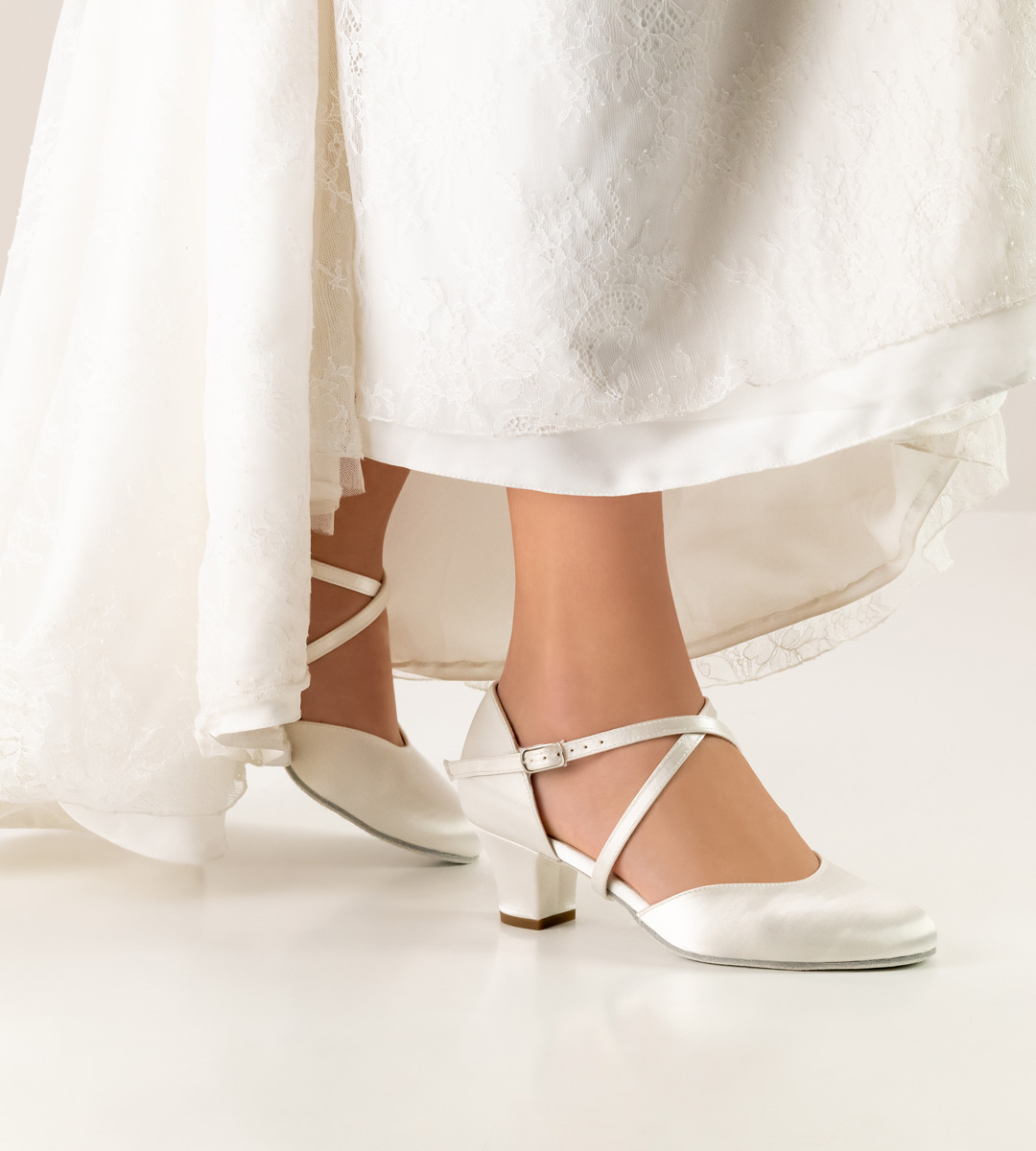 Chaussure de mariée Werner Kern de 4,5 cm de hauteur en satin blanc