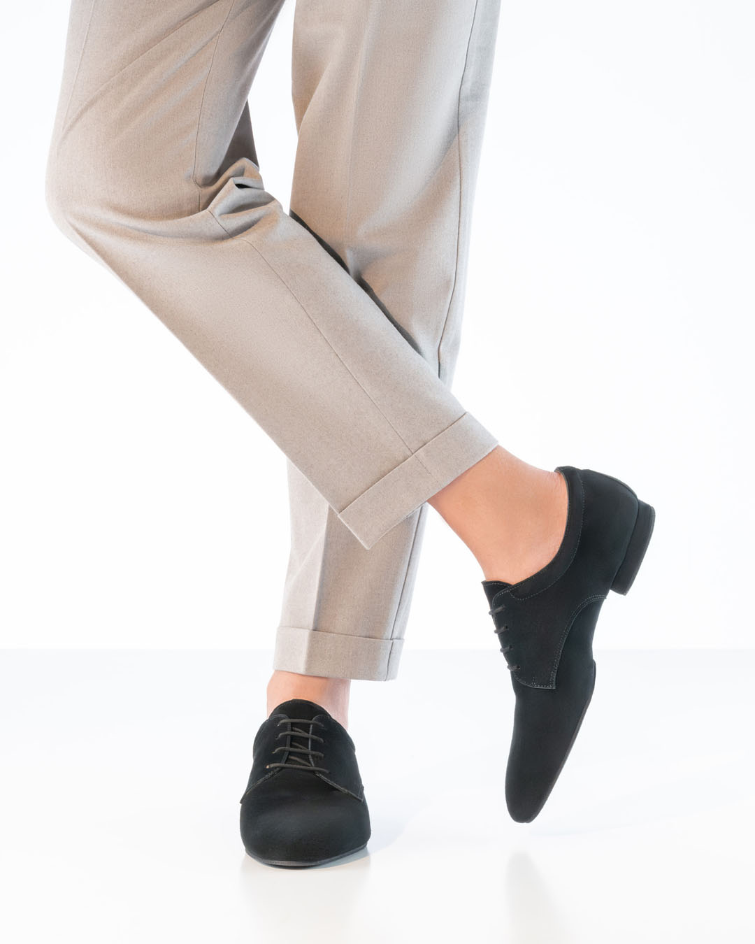Chaussures de danse pour homme en cuir velours souple, à semelle fendue, de couleur noire, de la marque Werner Kern