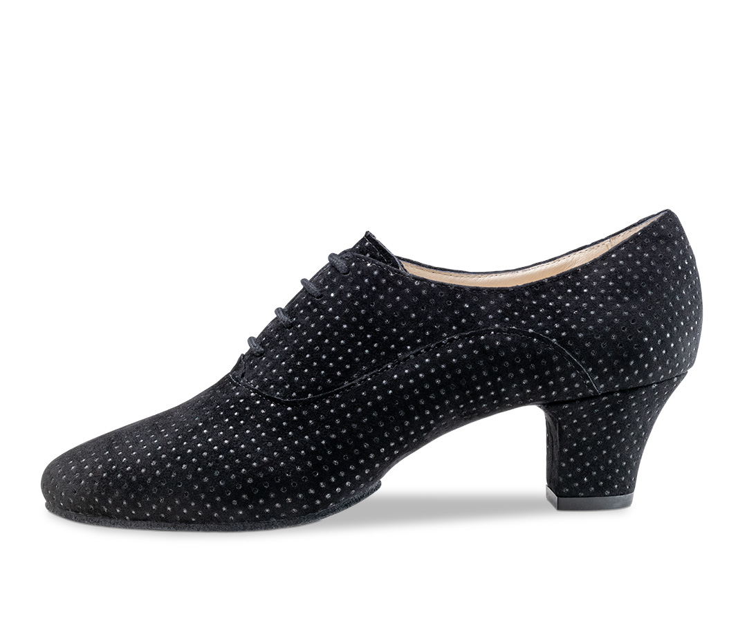 Chaussures d'entraînement en brocart noir à effet pailleté et talon bloc de 4,5 cm de Werner Kern