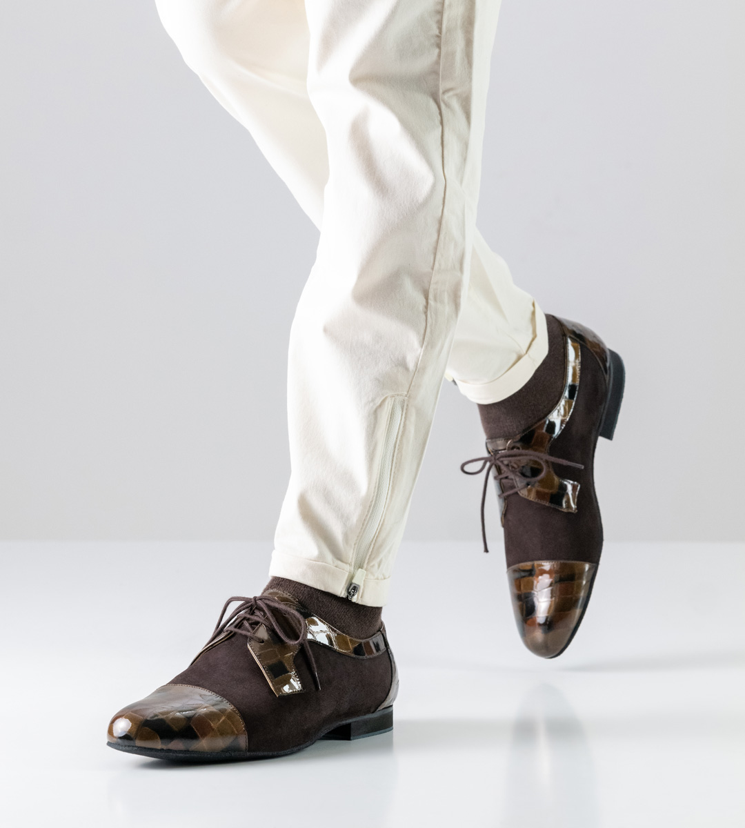 Chaussures de danse pour hommes marron de Werner Kern avec micro talon de 1,5 cm de haut