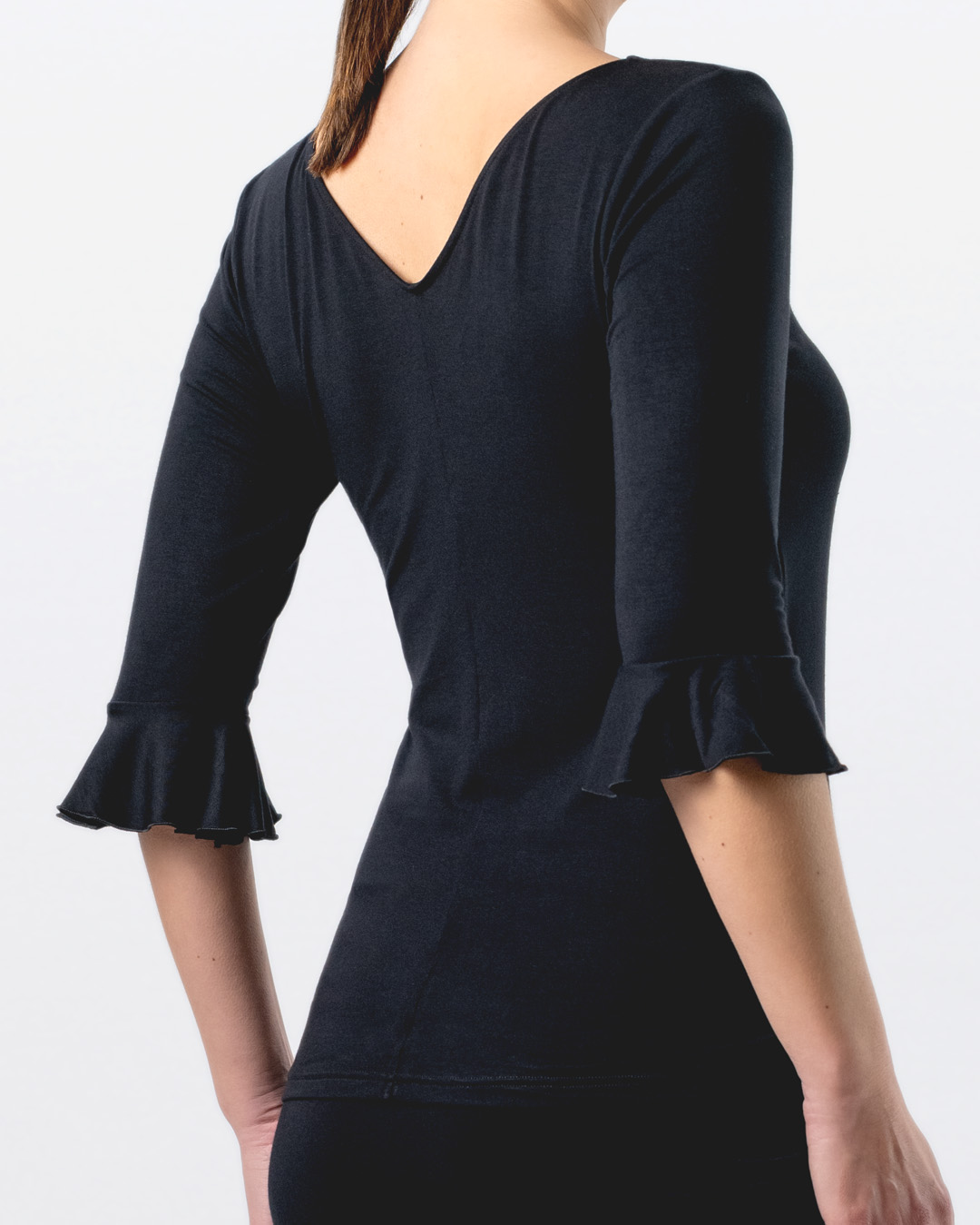 Vue arrière du haut de danse Talvi avec encolure en V devant et dans le dos