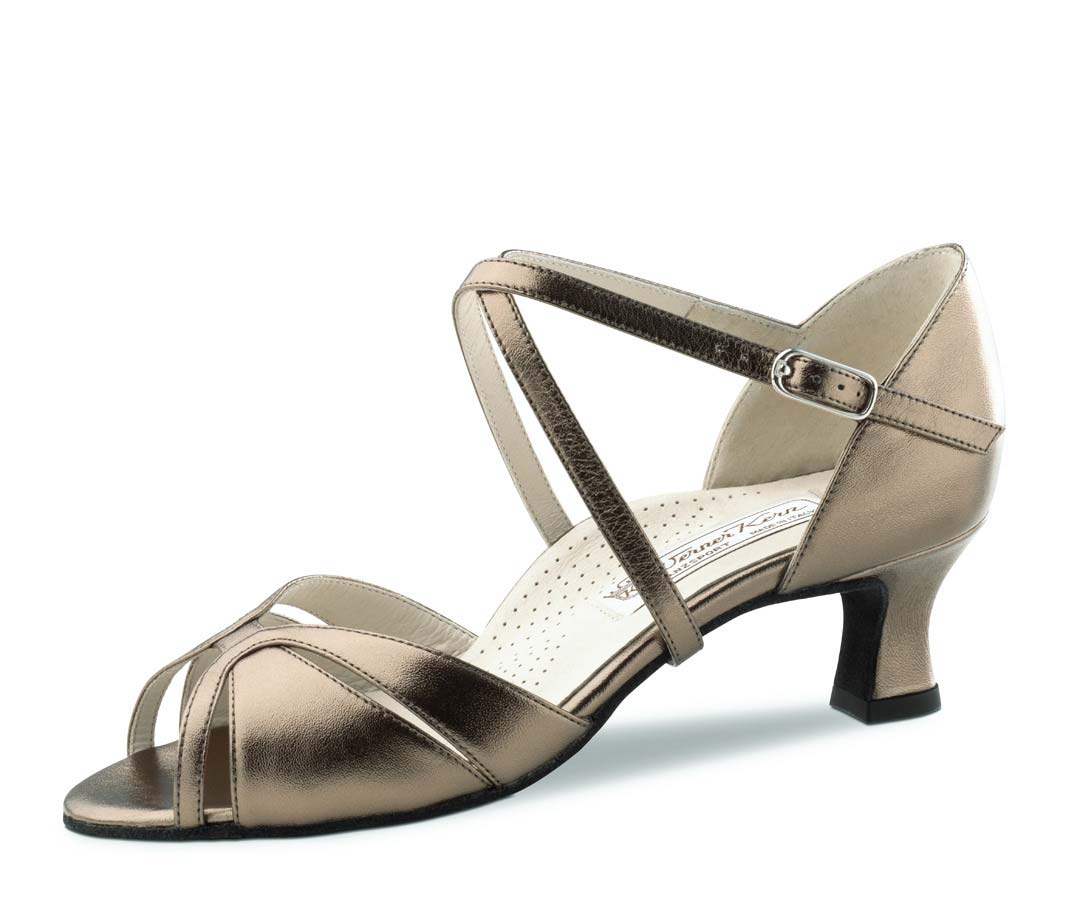 Chaussures de danse ouvertes pour dames de Werner Kern en vieil argent