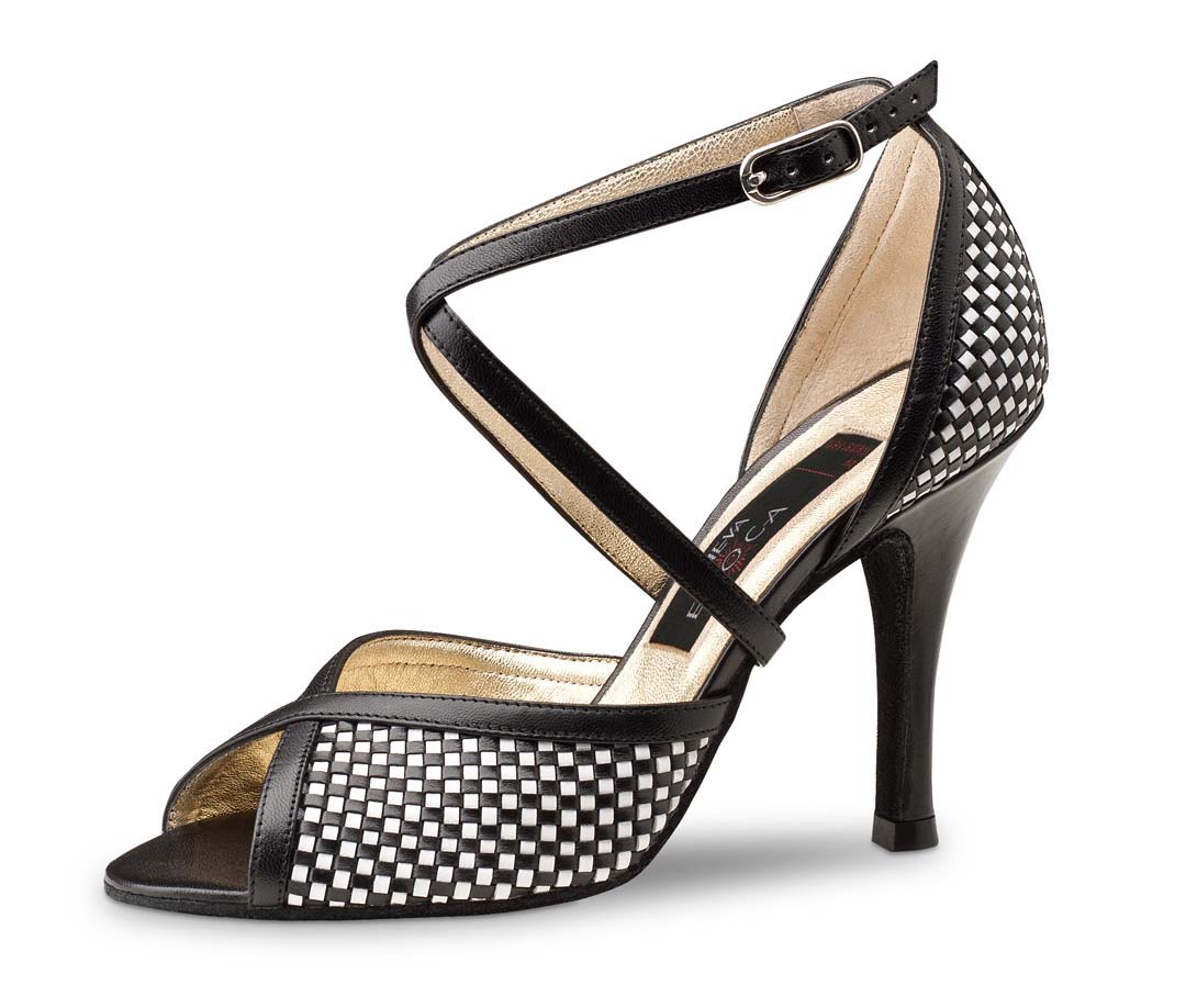 Chaussure de danse ouverte pour femmes de Nueva Epoca en noir et blanc