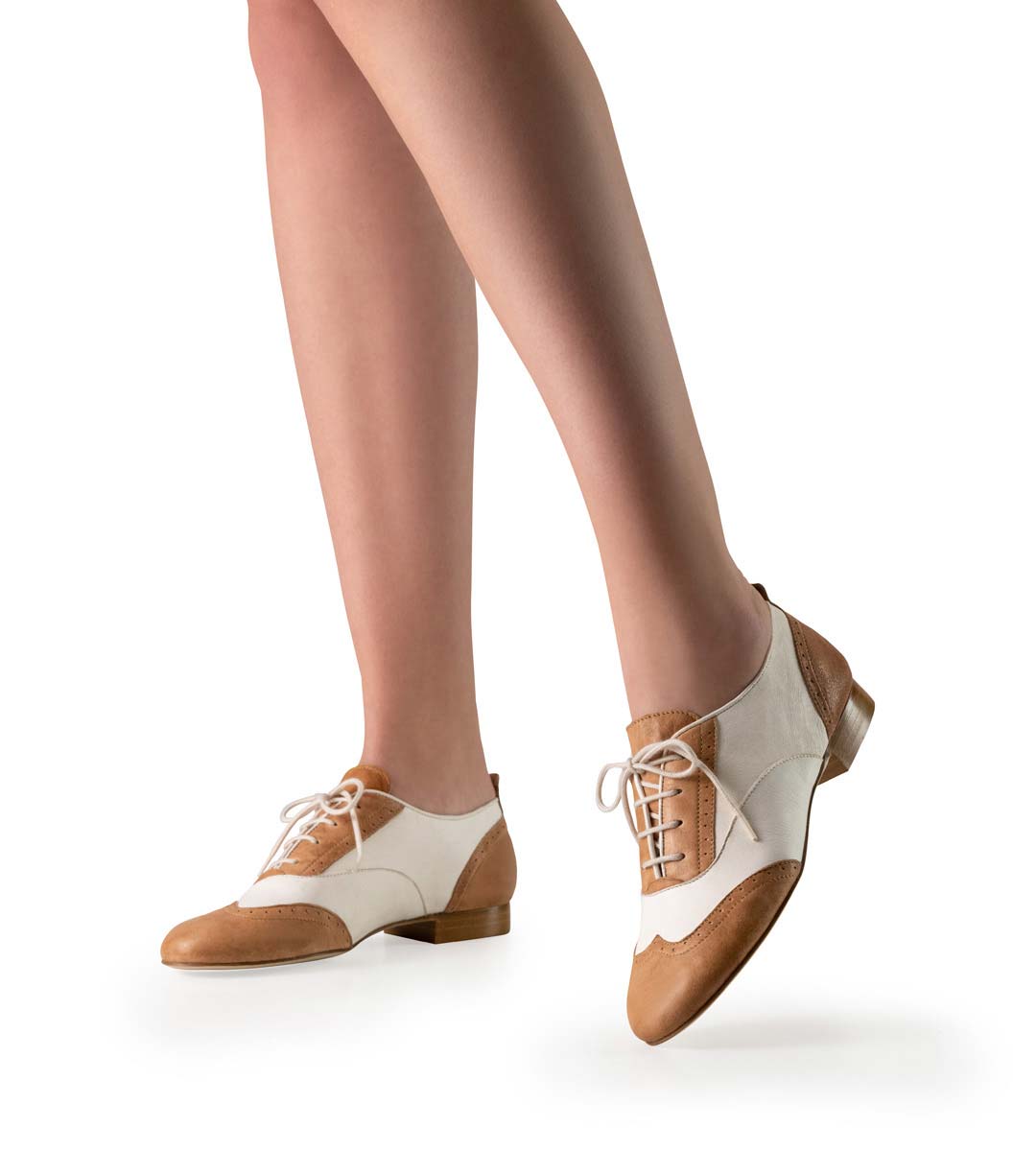 Chaussures de danse pour femmes beige et blanc de Werner Kern avec talon de 1,5 cm pour le swing