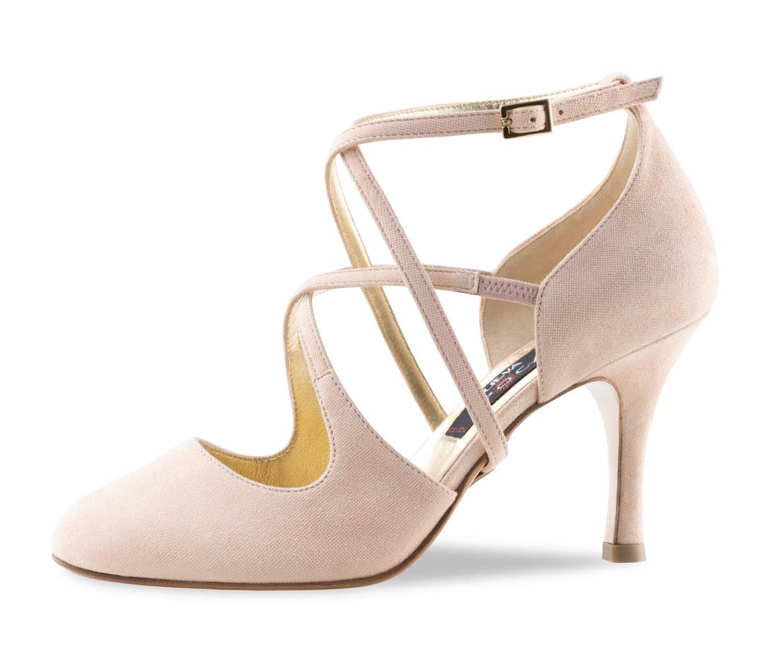chaussure de mariée beige de Nueva Epoca avec semelle en cuir