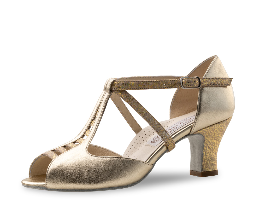 Chaussures de danse intemporelles pour femme - Werner Kern Holly en Stella Beige Platine avec un pont effilé pour une danse élégante et un soutien parfait