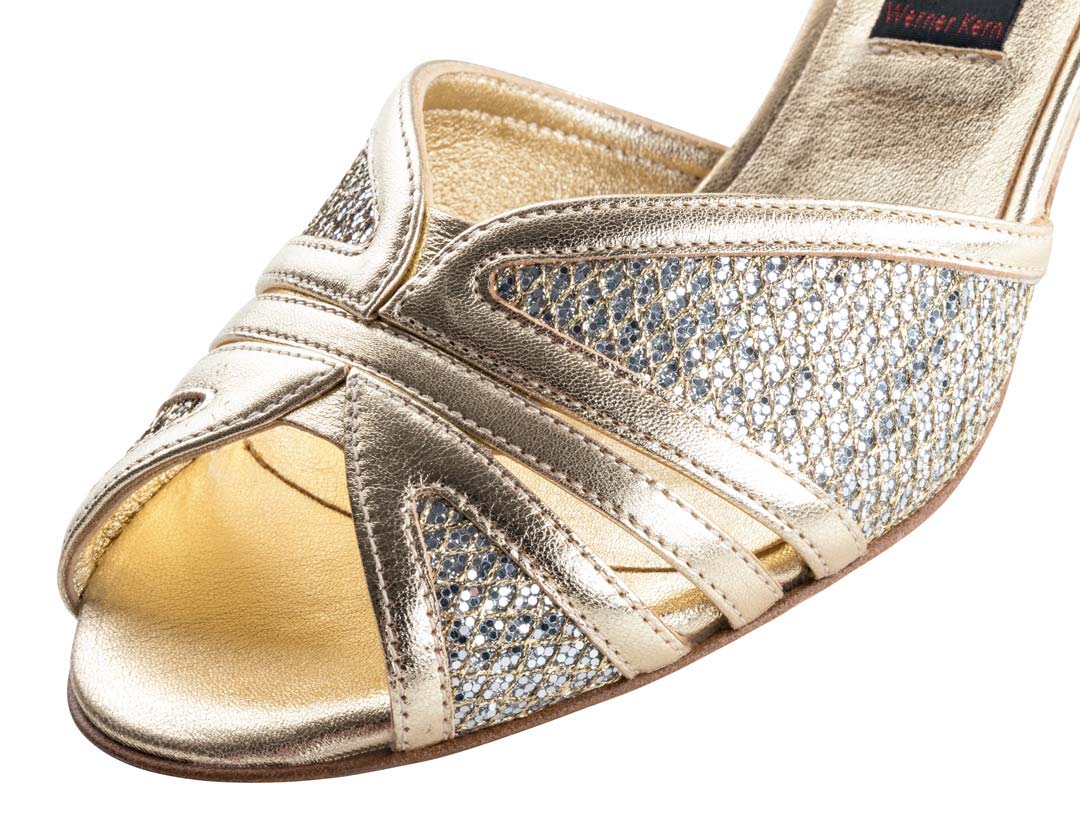 Scarlet Détail de la chaussure de danse pour femme Nueva Epoca en cuir et brocart