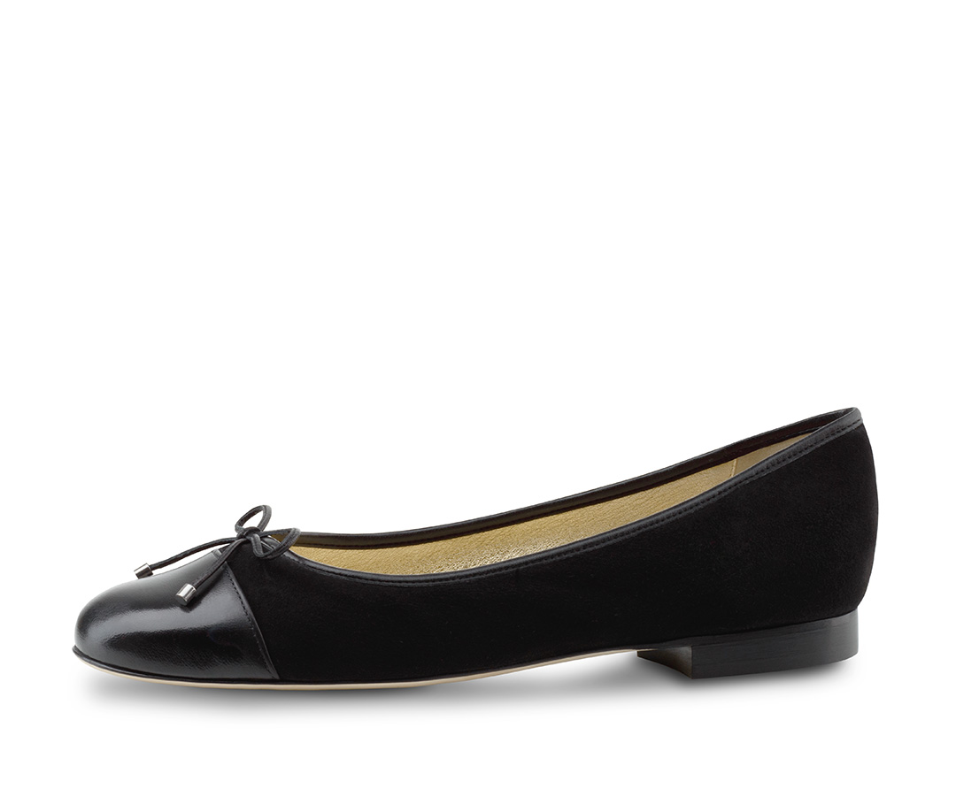 Ballerine Luna en daim et cuir nappa noir