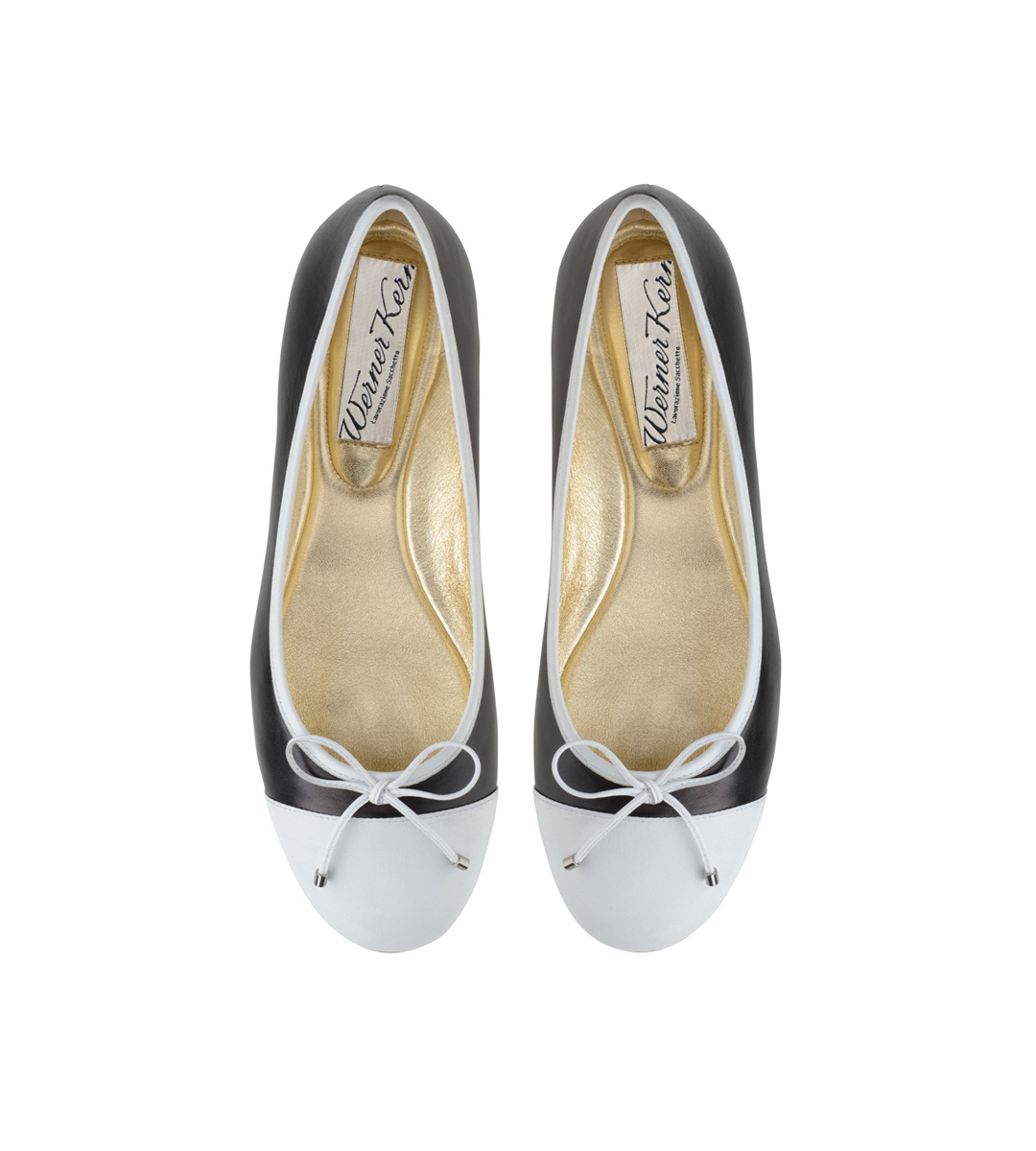 Classique en noir et blanc - Ballerine Mimi en cuir nappa fabriquée en Italie