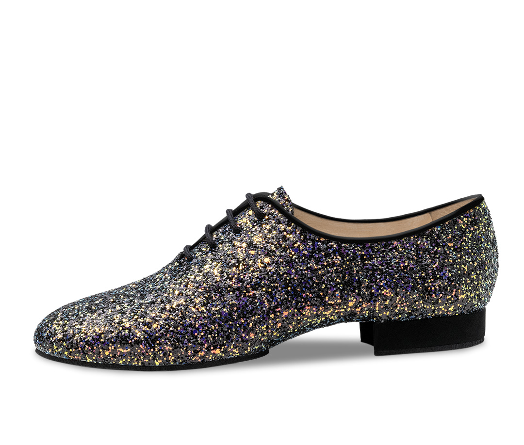 Chaussures de danse fermées, en brocart brillant, avec talon de 1,5 cm et lacets, de Werner Kern.