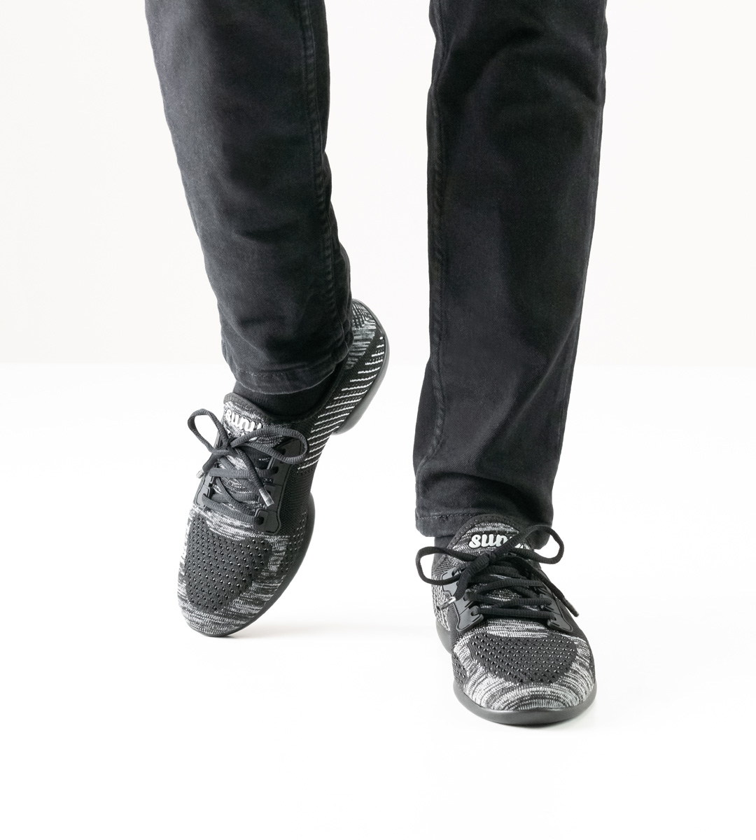 Sneakers de danse pour hommes en noir-gris-blanc pour l'entraînement de Suny