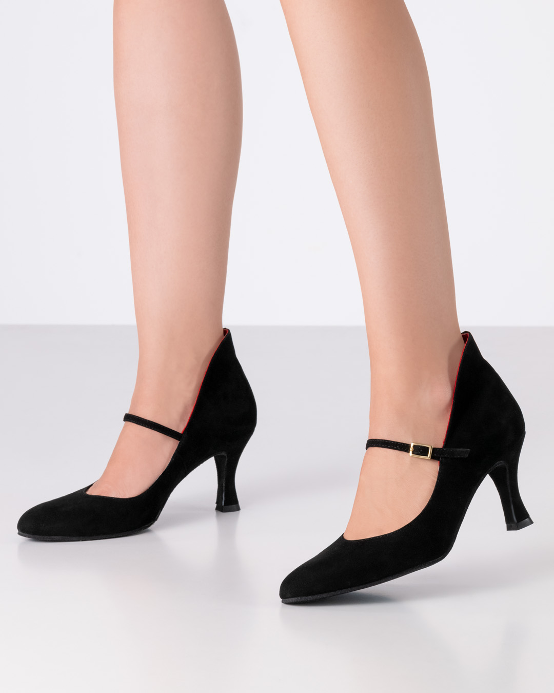 Morgana Chaussures de danse en cuir velours noir avec doublure rouge de Werner Kern