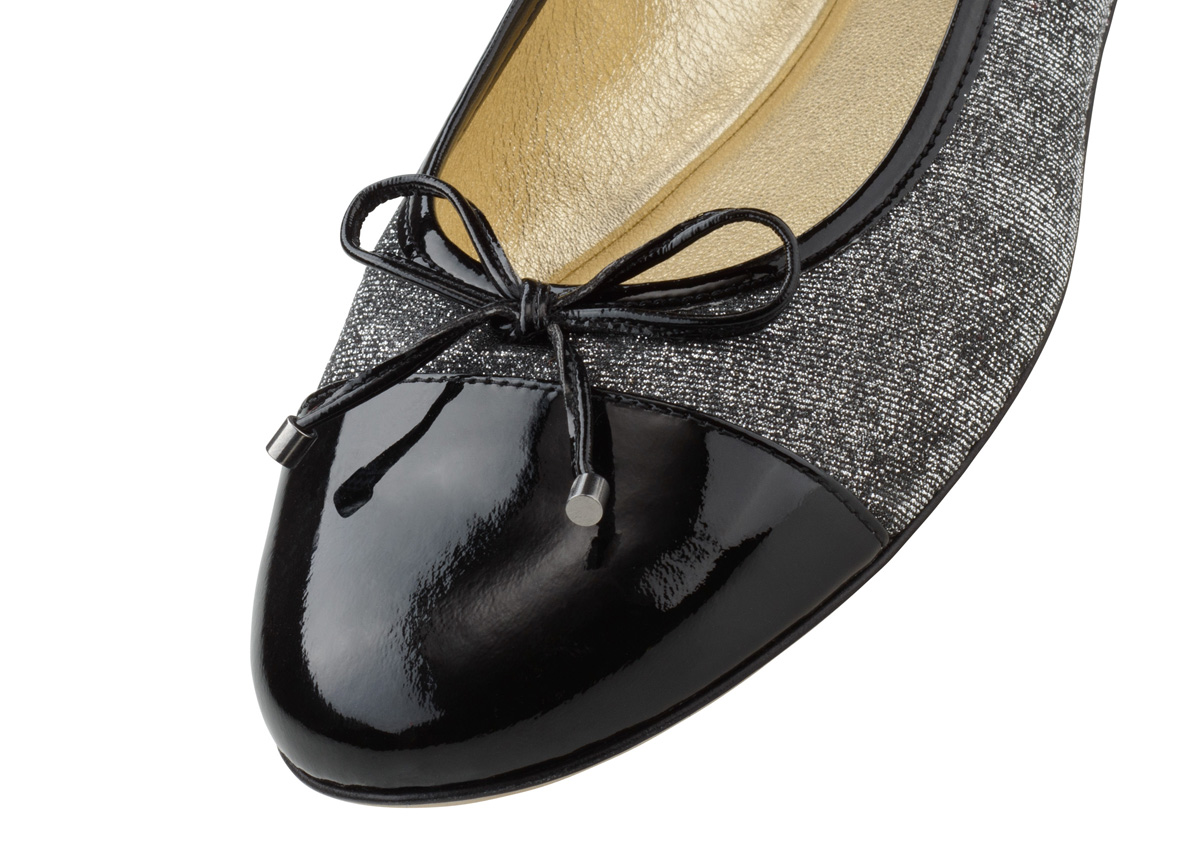 Kay Ballerine italienne avec nœud noir et doublure dorée