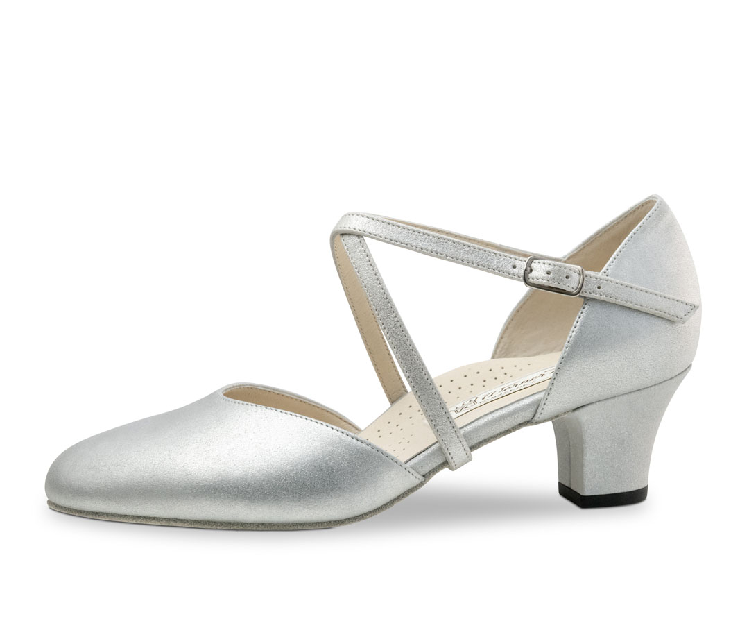 Sandales de danse « Felice » de Werner Kern, au fini argenté mat et chatoyant, dans la coupe « Comfort Fit »