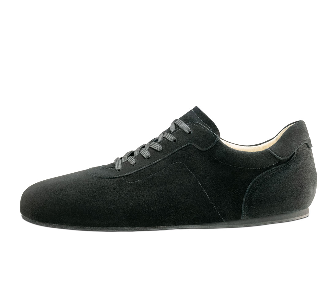 Chaussures de danse pour hommes, à porter pieds nus, en cuir velours noir souple, de la marque Werner Kern