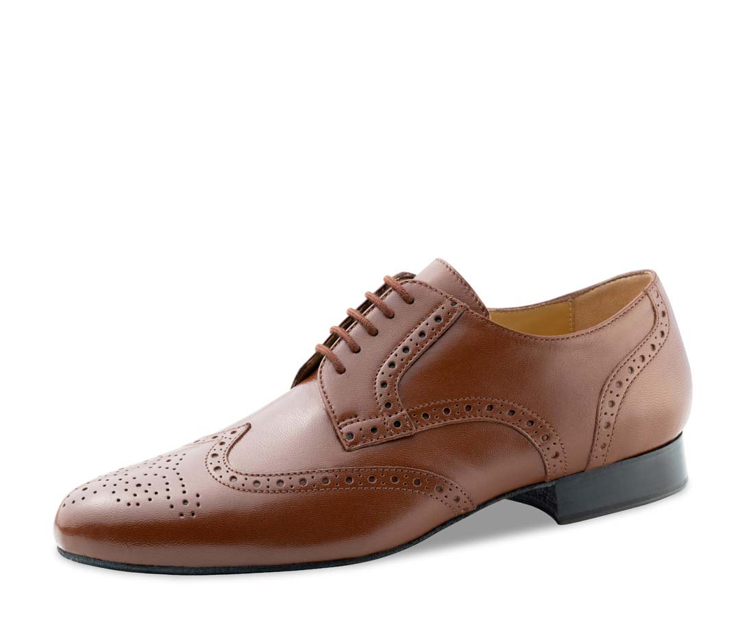 Chaussures de danse pour hommes de couleur cognac avec un talon de 2 cm