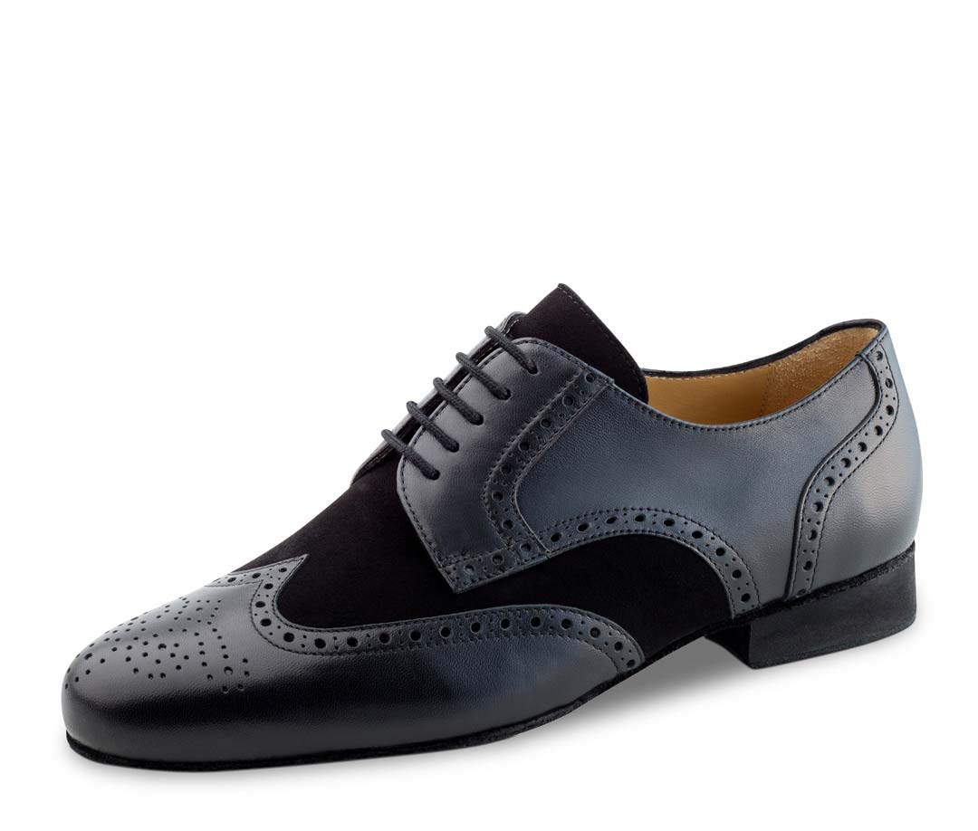 Remo Chaussures de danse pour hommes en velours noir pour pieds larges