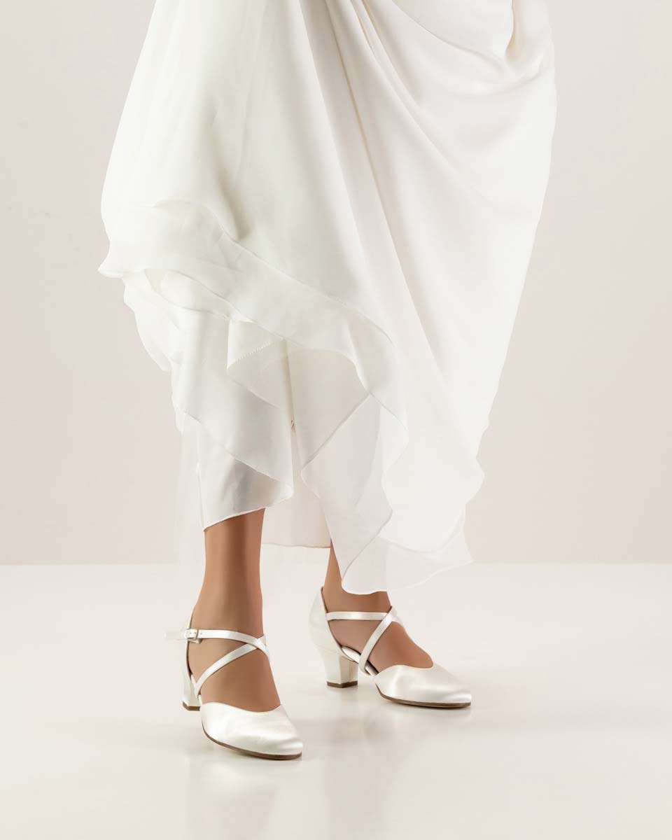 Felice Robe de mariée blanche combinée avec un talon de 4,5 cm