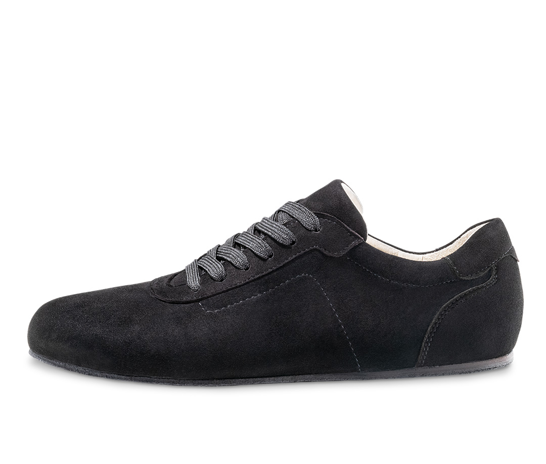 Chaussure pieds nus avec semelle en cuir pour la pratique de la danse, en cuir velours noir, de Werner Kern.