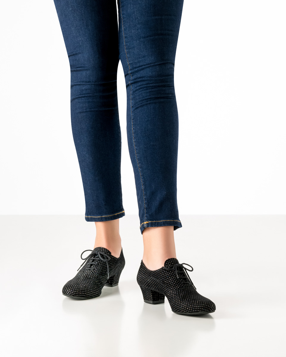 Chaussure de danse pour femme pour une performance sûre - Werner Kern Runa en brocart multicolore, grande flexibilité avec semelle fendue et laçage 4x pour le confort et un soutien optimal, hauteur de talon fantastiquement confortable de 3,5 cm