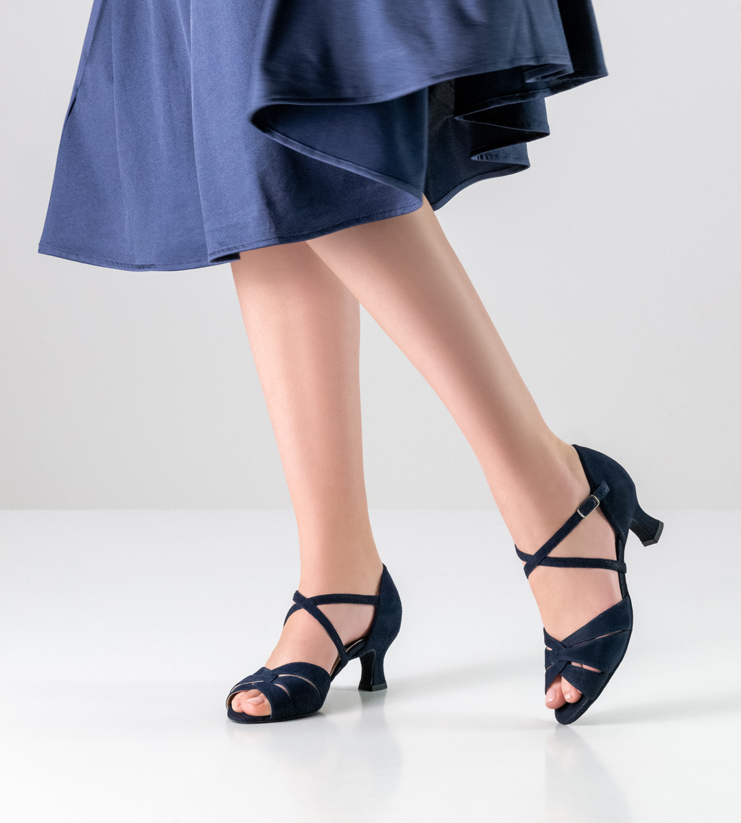 Chaussures de danse de Werner Kern de 5 cm en velours bleu 
