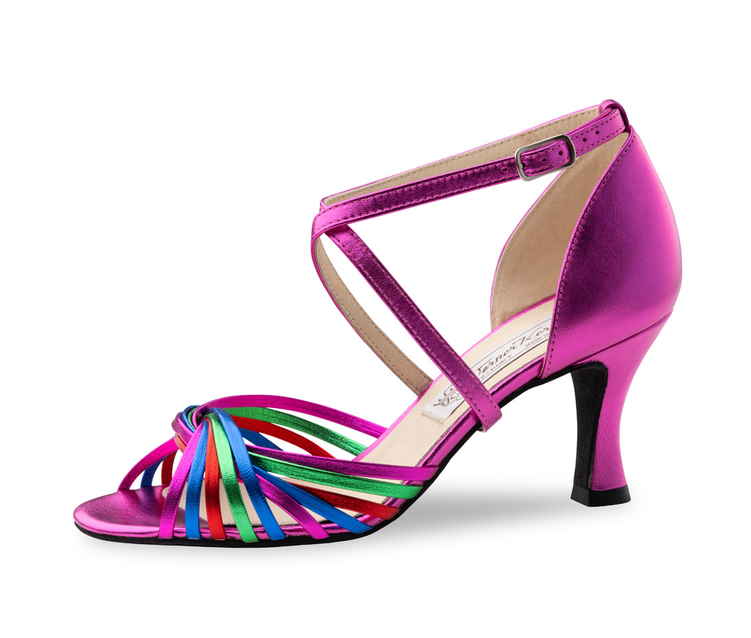Mary Werner Kern en cuir nappa Fuchsia Multicolor, polyvalente, dynamique et moderne, avec un mélange de couleurs accrocheur et des brides délicatement conçues pour un maintien sûr et une sensation aérée, hauteur de talon fantastiquement confortable de 6,5 cm