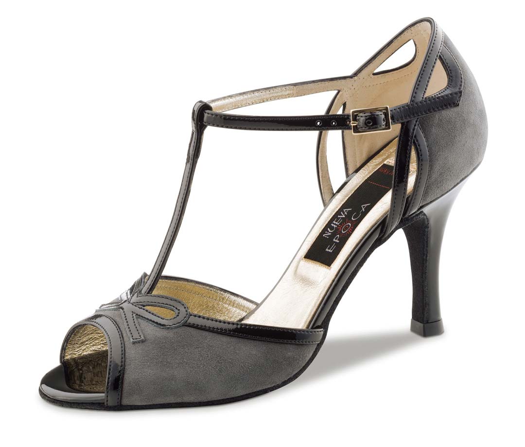 Chaussures de danse pour femmes Neuva Epoca avec barre en T en gris et noir.T-Steg Damentanzschuh von Neuva Epoca in grau und schwarz