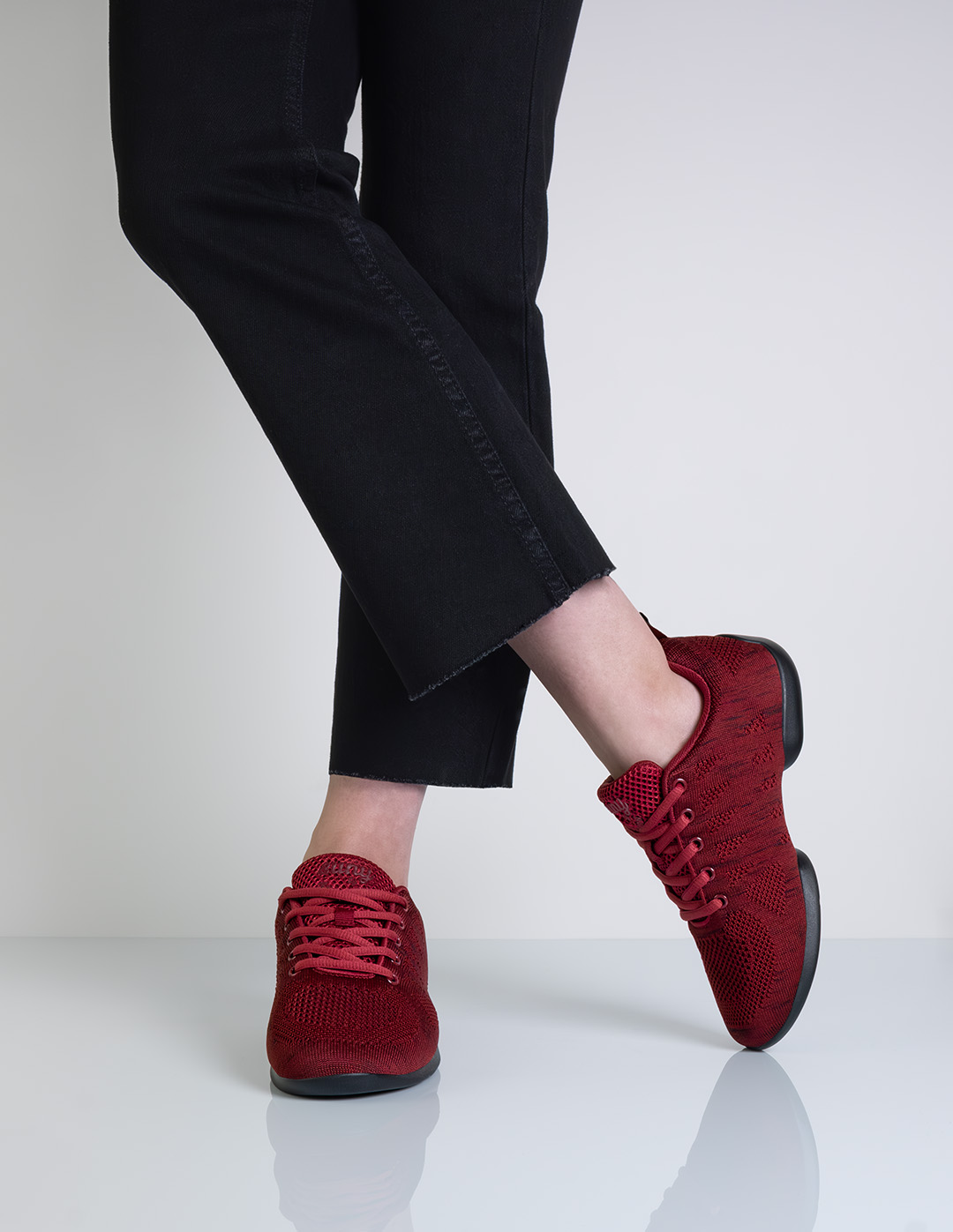 Baskets de danse décontractées rouges pour femmes de Suny avec semelle en PU fendue pour l'entraînement de danse