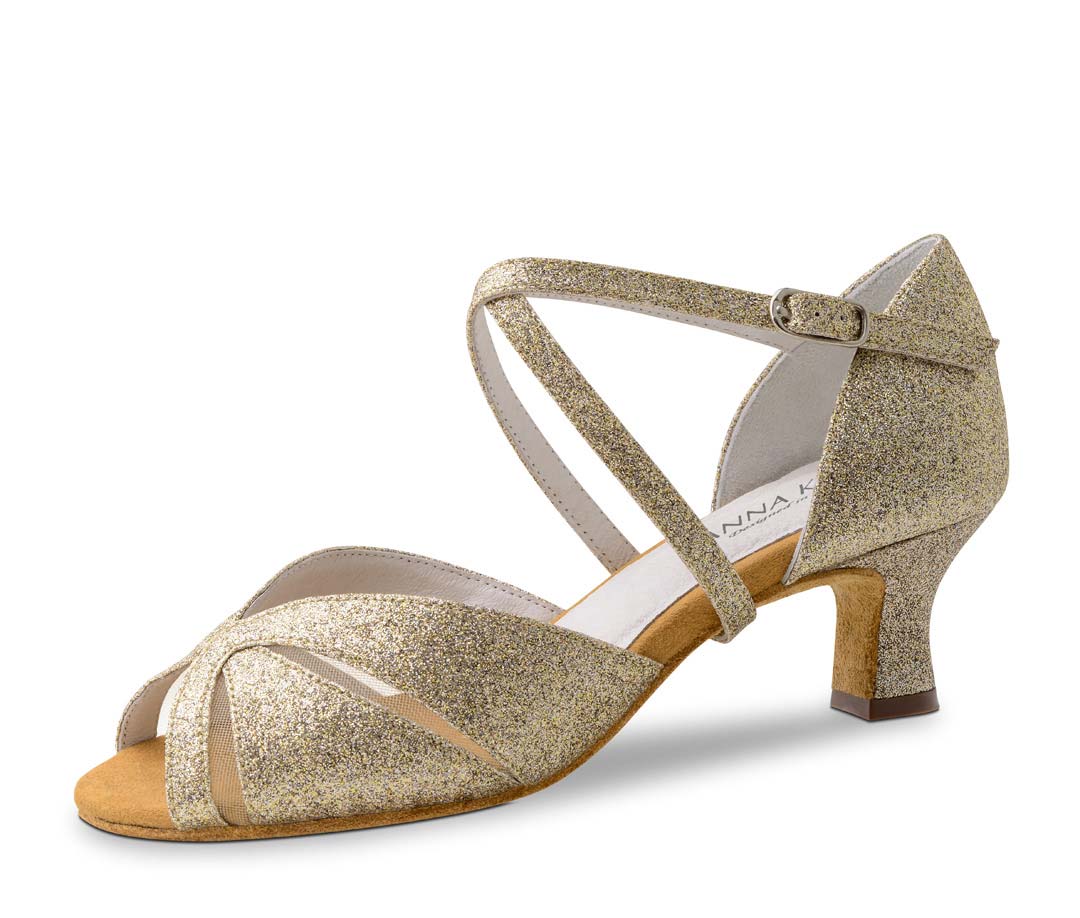 Chaussure de danse salsa pour femmes ouverte par Anna Kern en or