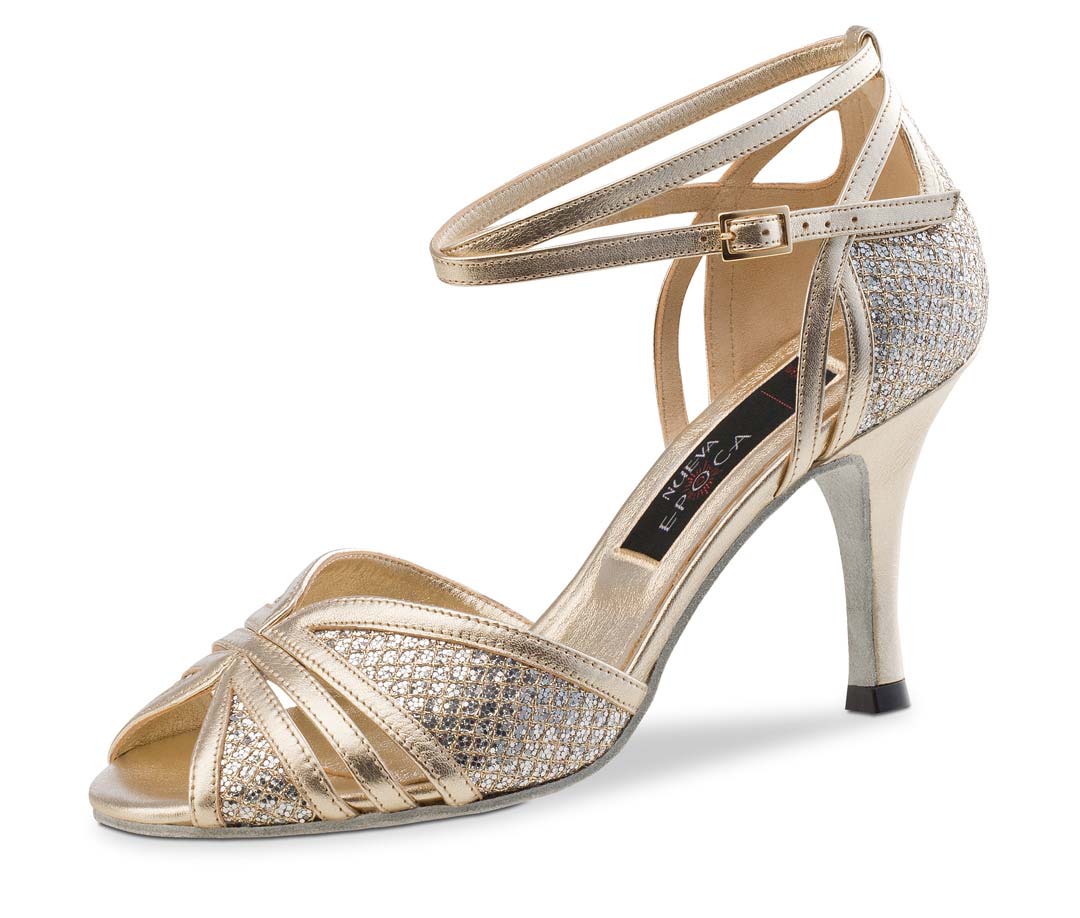 chaussure de danse ouverte pour femmes de Nueva Epoca en brocart et cuir