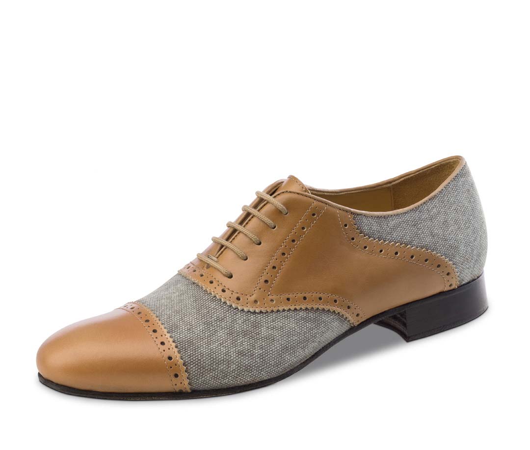 Chaussures de danse pour hommes Nueva Epoca de couleur cognac en combinaison avec de la canvas