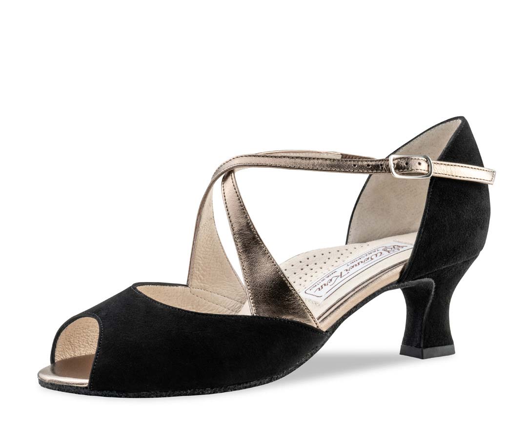 Gaby Chaussures de danse ouvertes pour femmes de Werner Kern en vieil argent et noir