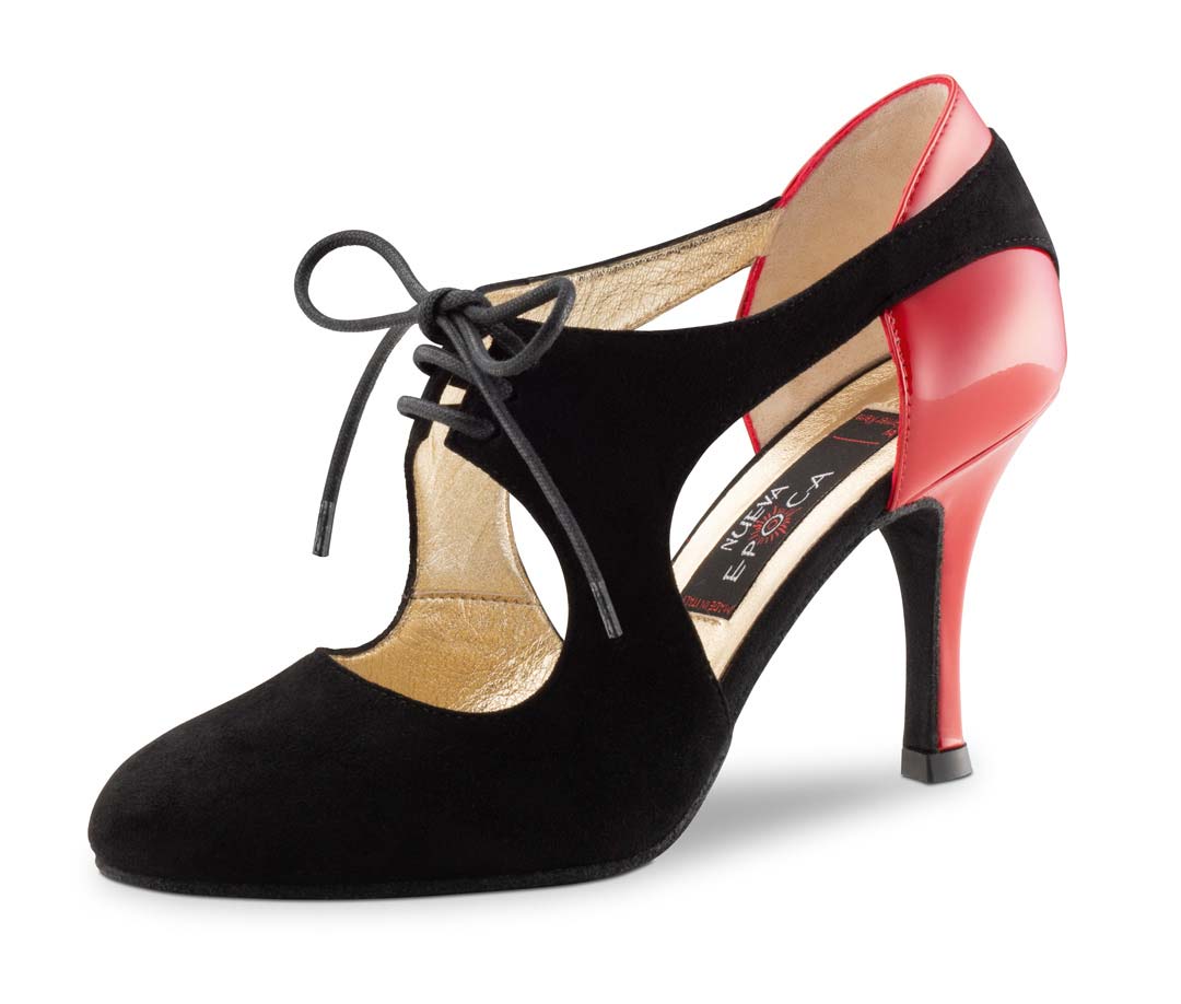 chaussure de danse fermée noire et rouge pour femmes de Nueva Epoca