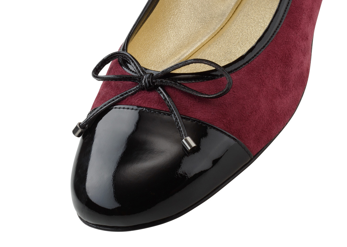 Ballerina Mori - Werner Kern Ballerinas Ballerine rouge Bordo Mori en daim souple et embout en cuir verni