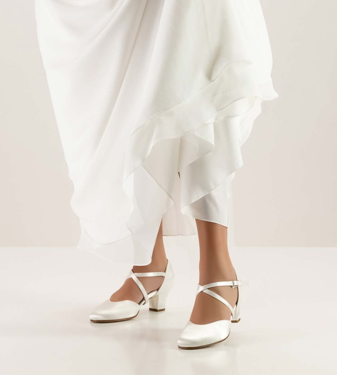Felice Werner Kern chaussures de mariée en satin avec semelle en cuir