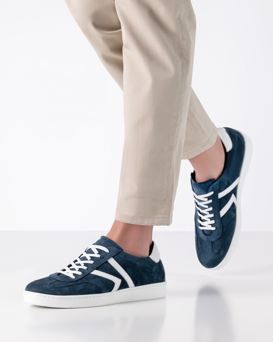 Salerno - COMING SOON Baskets de danse polyvalentes en cuir velours bleu foncé avec semelle intérieure amovible de Werner Kern