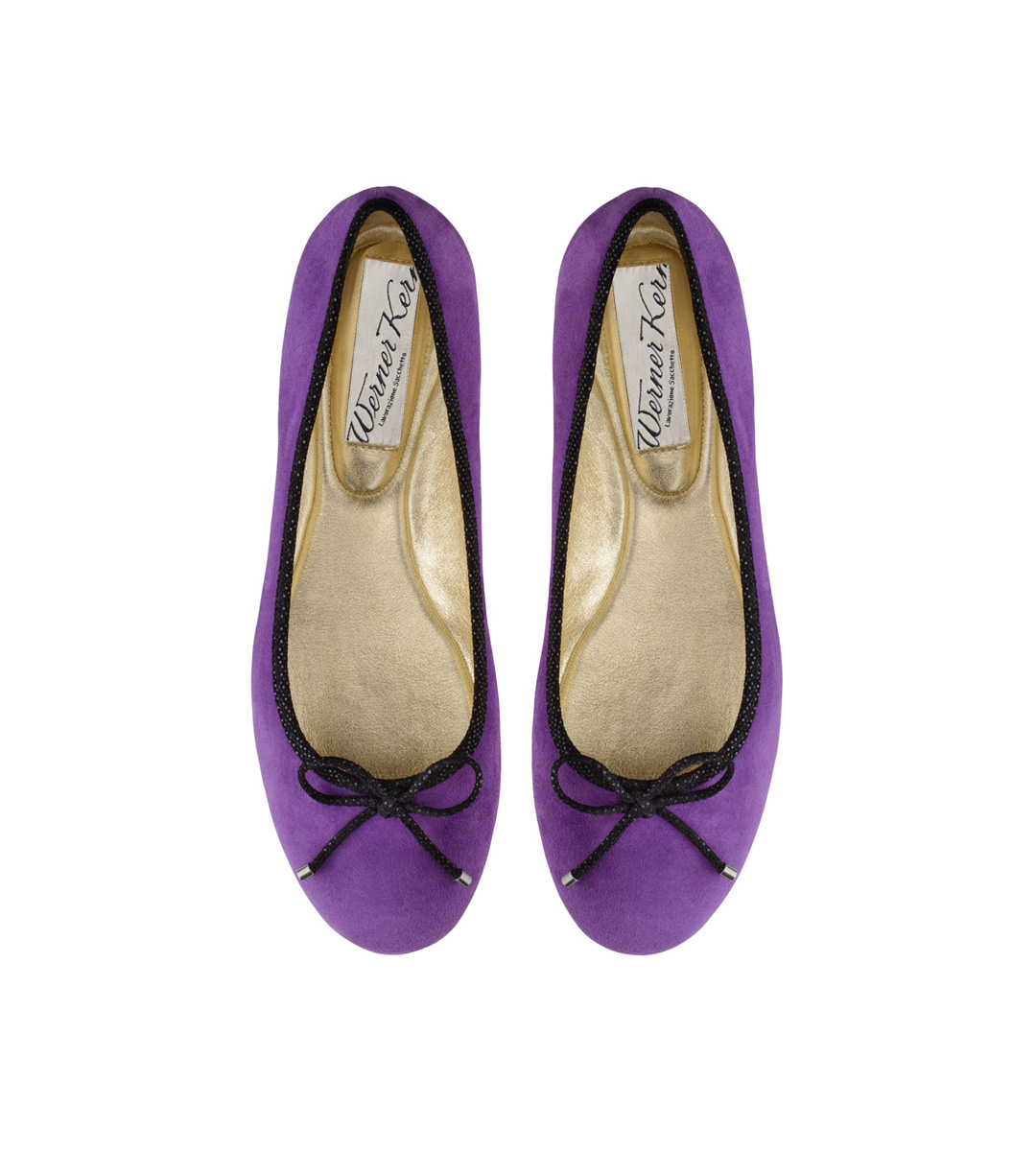 Ballerine Andy de couleur lilas en daim de haute qualité et nœud noir